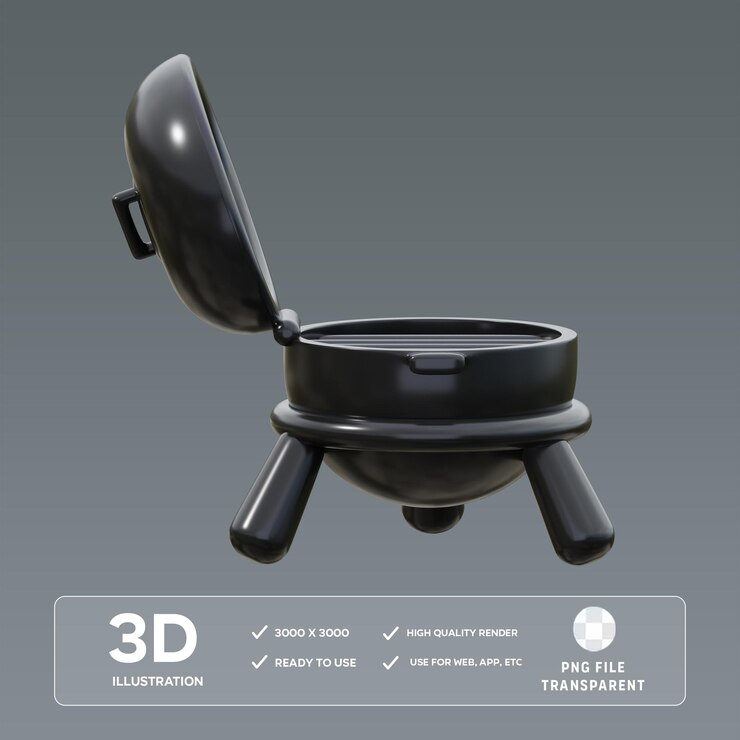 Ilustración 3D de la parrilla de la barbacoa PSD