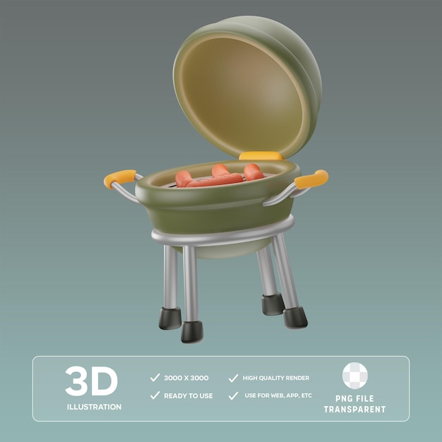 Ilustración 3D de la parrilla de la barbacoa PSD