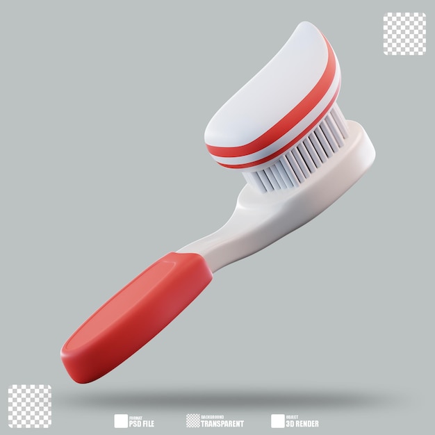 Ilustración 3D Pasta dental y cepillo de dientes 2