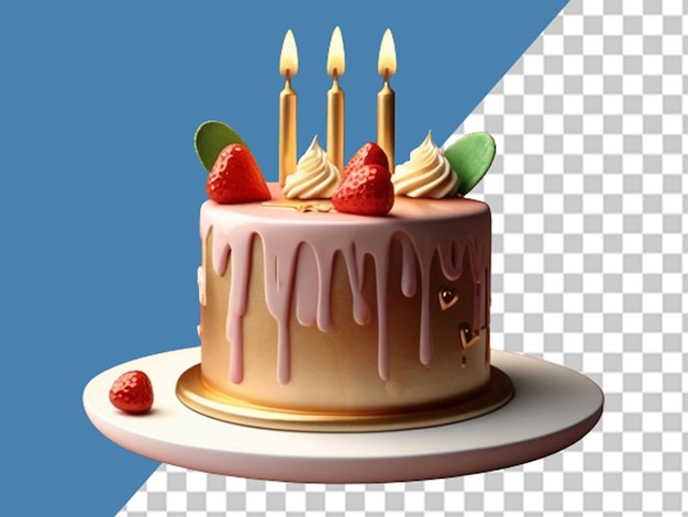 PSD ilustración 3d de pastel dorado del día de san valentín