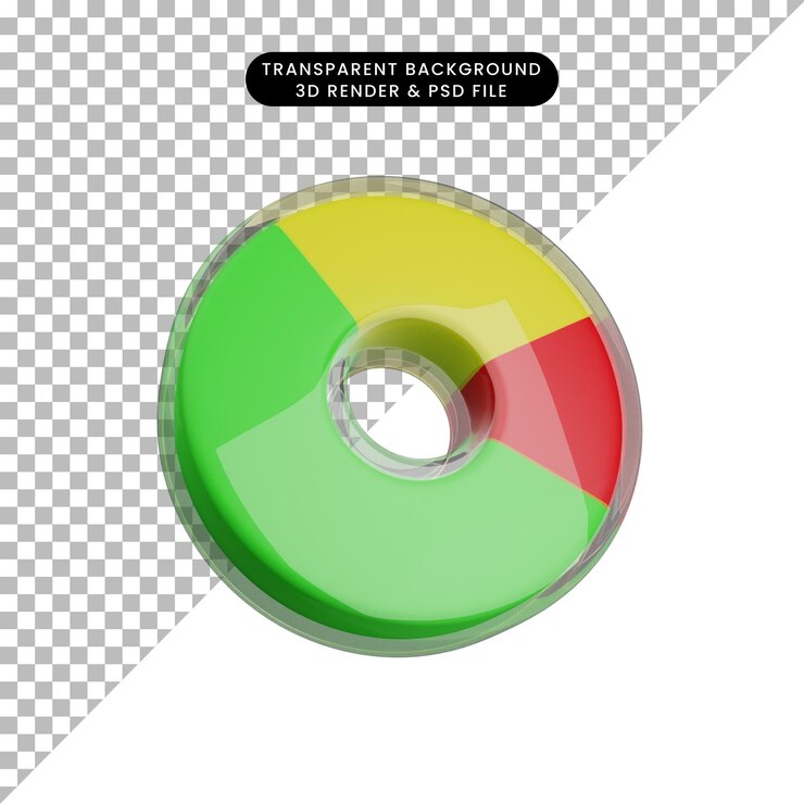 PSD ilustración 3d de pastel de icono de gráfico simple