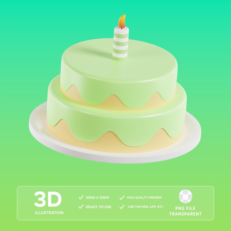Ilustración 3D del pastel de PSD