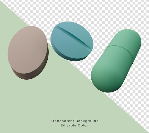 Ilustración 3d de pastillas de cápsula medicamentos salud