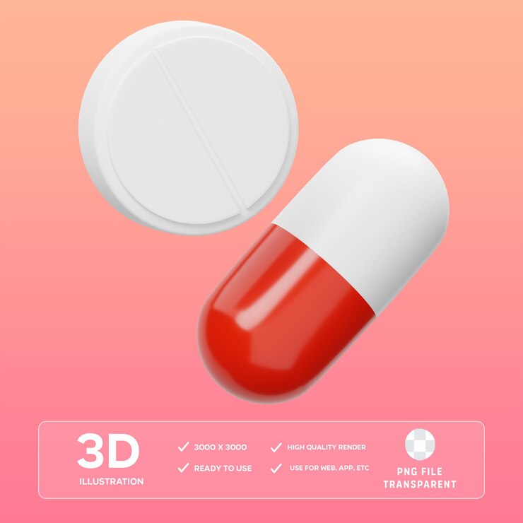 Ilustración 3D de las pastillas PSD