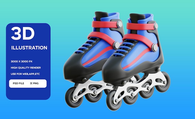 Ilustración en 3D de los patines de ruedas PSD