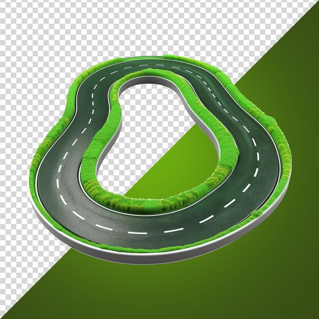 PSD ilustración 3d de un pedazo de carretera verde png