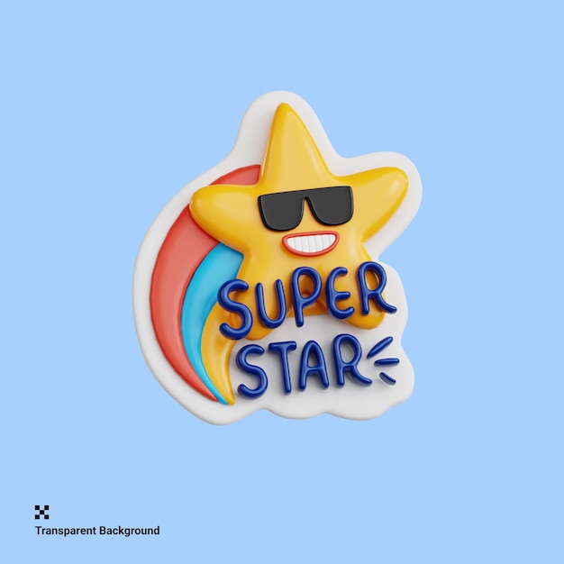 Ilustración 3D de la pegatina Super Star Good Vibe