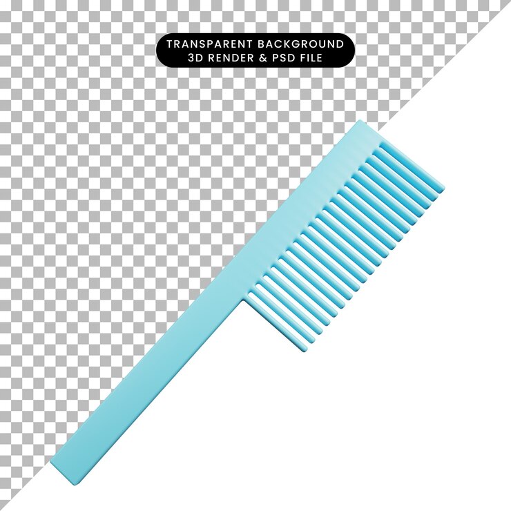 PSD ilustración 3d de peine de objeto simple