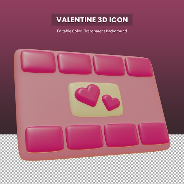 PSD ilustración 3d de la película favorita para el día de san valentín