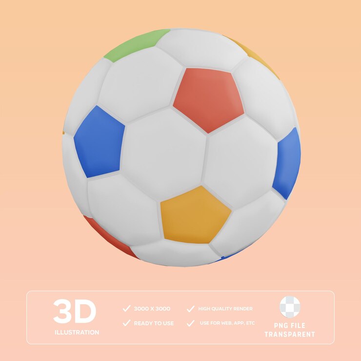Ilustración en 3D de la pelota de fútbol PSD