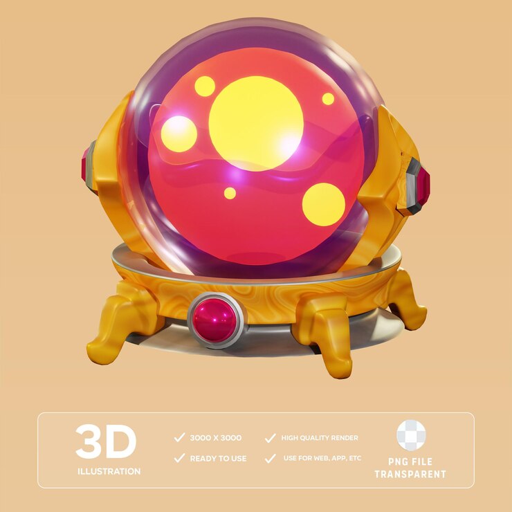 Ilustración en 3D de la pelota mágica de PSD