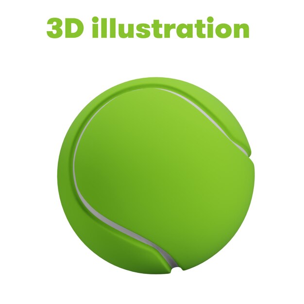 Ilustración 3d pelota de tenis verde