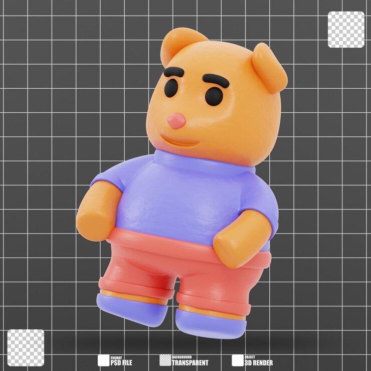 PSD ilustración 3d de un peluche de peluche