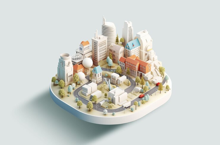 Ilustración 3D Pequeña ciudad 6