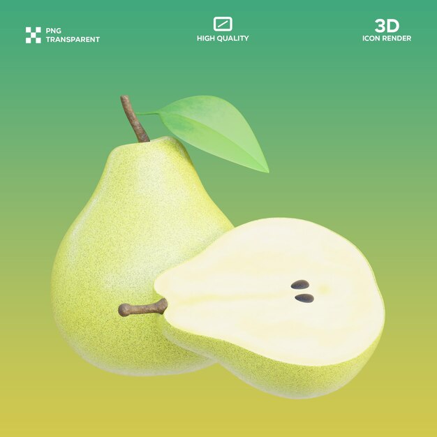 Ilustración 3D de la pera PSD