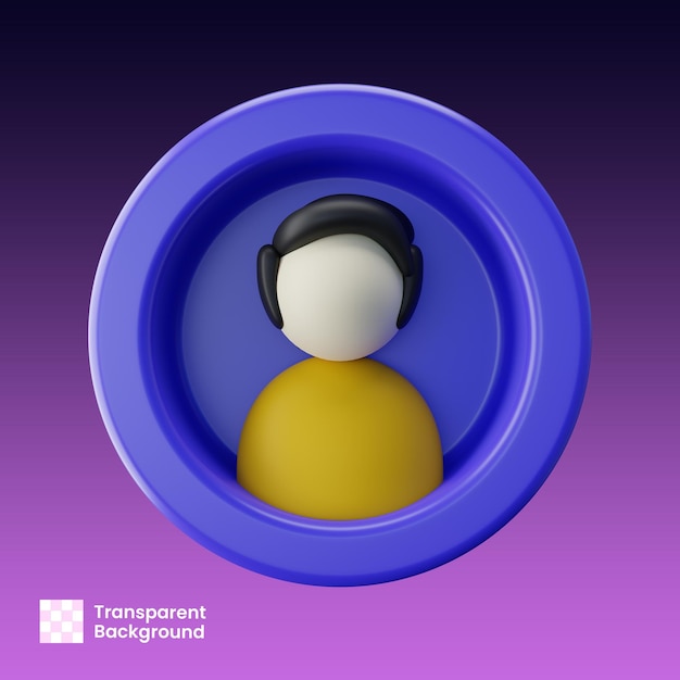 Ilustración 3D del perfil del usuario masculino