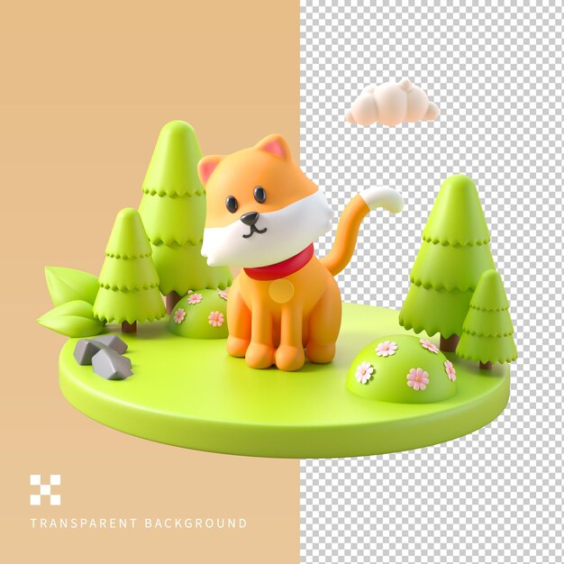 Ilustración 3D del perro de PSD