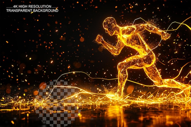 PSD ilustración 3d de una persona abstracta corriendo con un efecto de raya en un fondo transparente