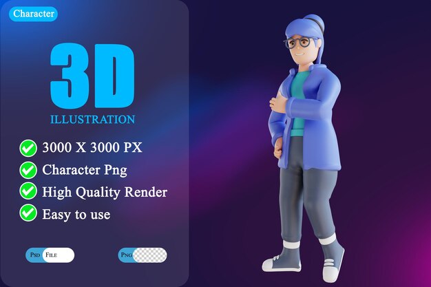 Ilustración 3D de una persona que se inclina hacia atrás