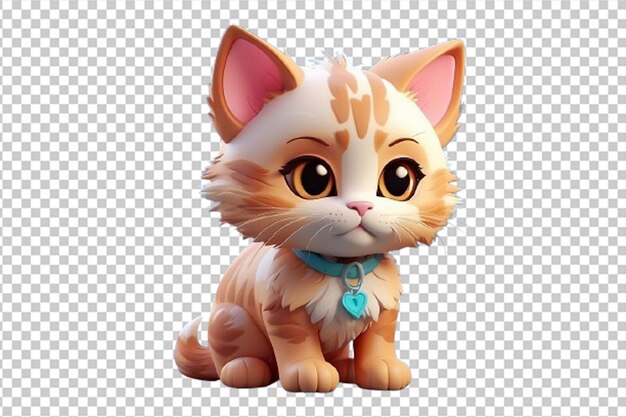 PSD ilustración 3d de un personaje chibi de gato muy lindo.