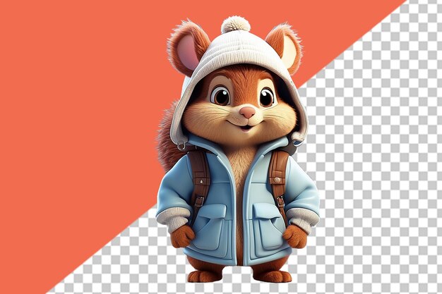 Ilustración 3d de un personaje de dibujos animados de ardilla lindo