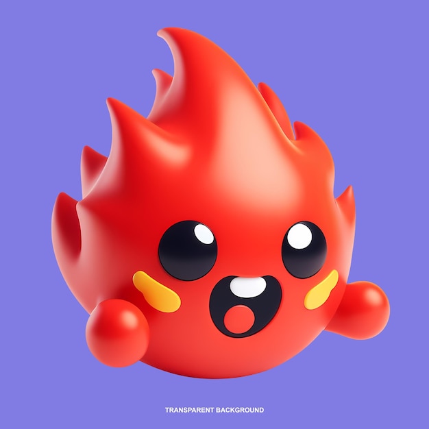 Ilustración 3d del personaje de dibujos animados de fuego