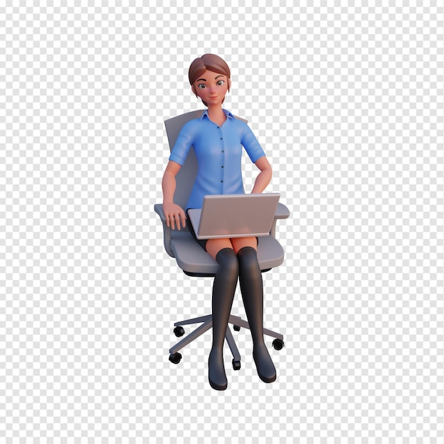 Ilustración 3d de personaje de mujer de negocios