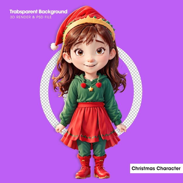 PSD ilustración 3d de personajes navideños lindos