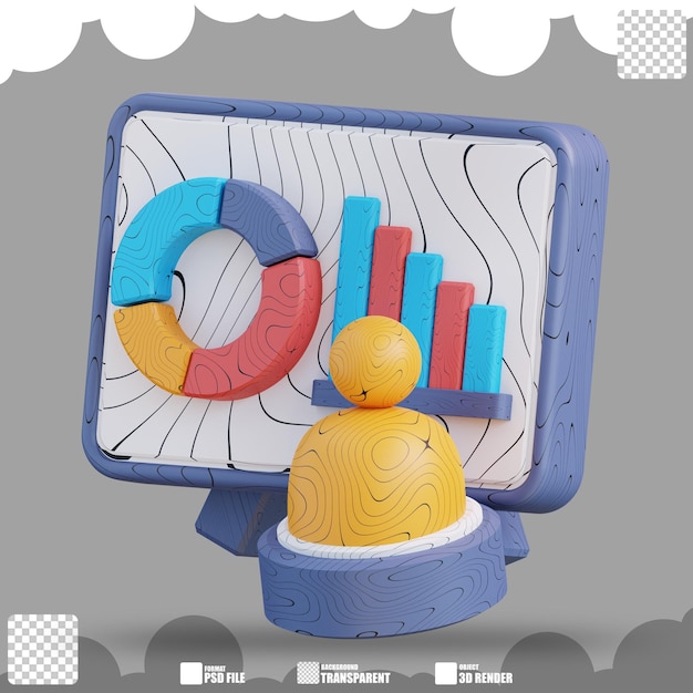 Ilustración 3d de personas que presentan datos de informe 4