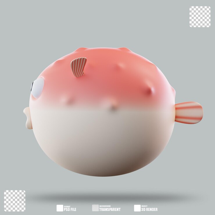 PSD ilustración 3d pez puffer 2