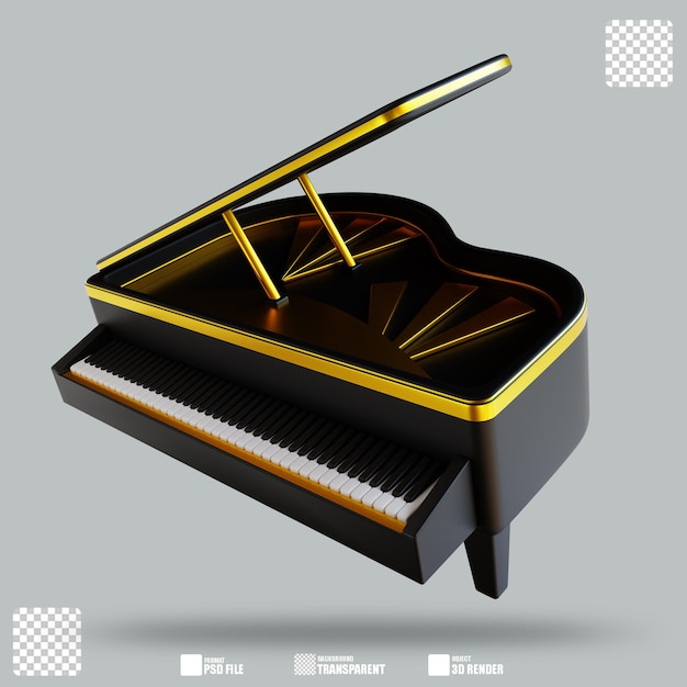 Ilustración 3d piano de cola 2