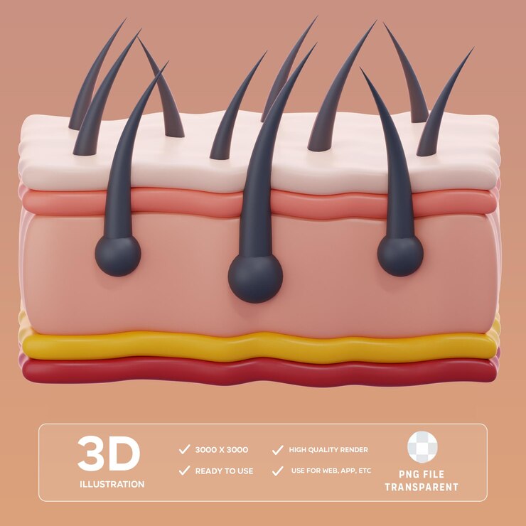 Ilustración 3D de la piel de PSD