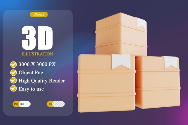 Ilustración 3d pila de cajas de paquetes 5