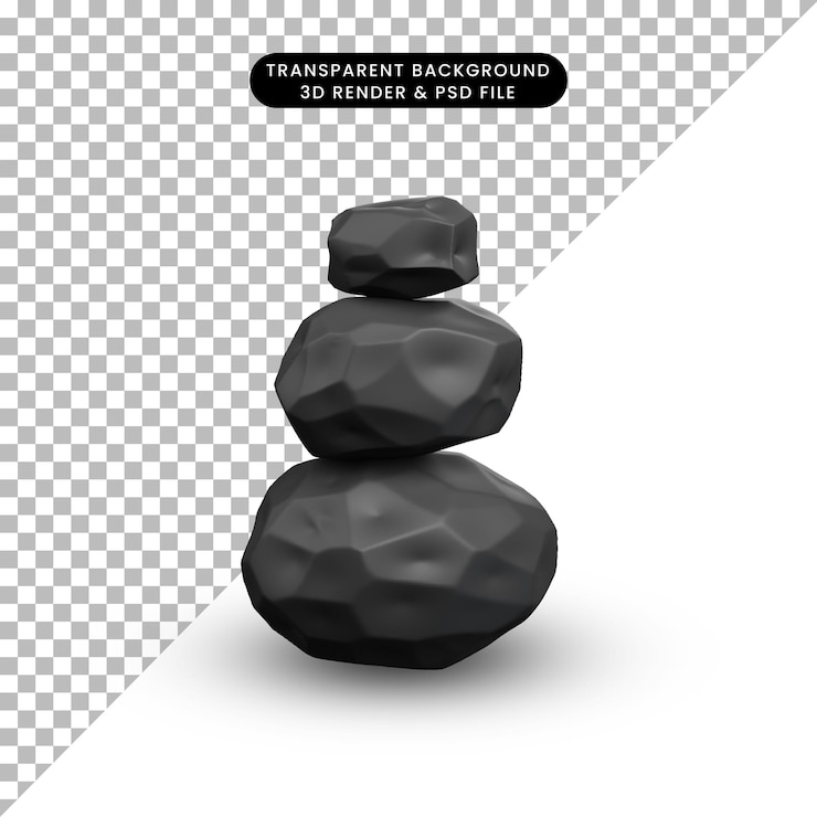 PSD ilustración 3d de pila de objetos simples de roca