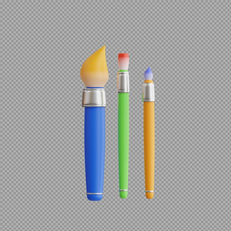 PSD ilustración 3d de un pincel de pintura