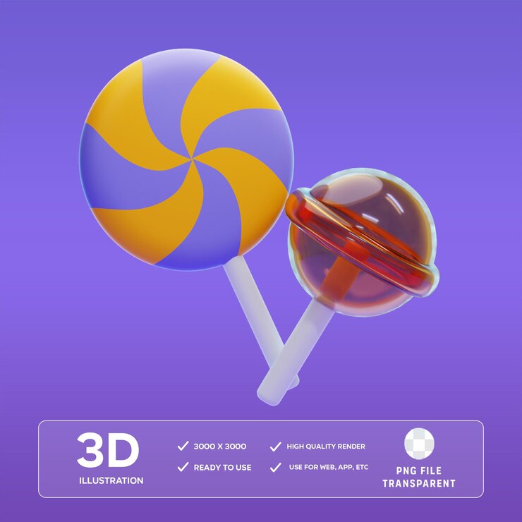 PSD ilustración 3d de la piruleta psd