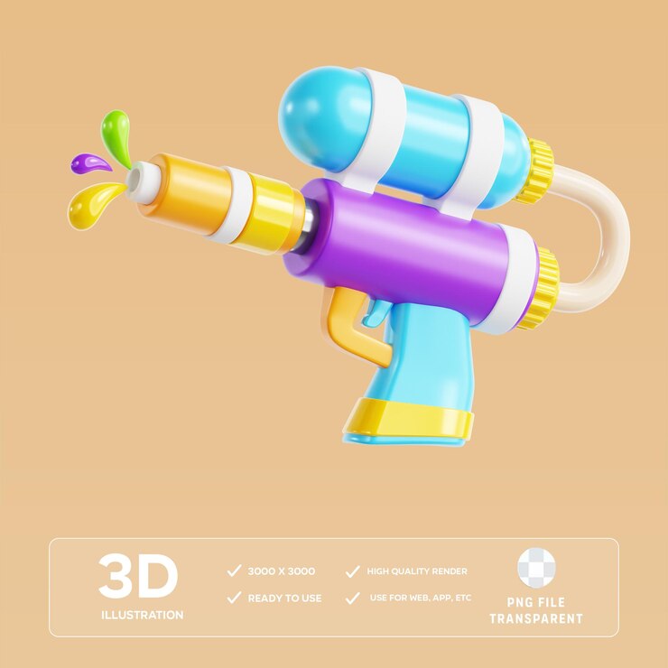 Ilustración 3D de la pistola de agua PSD