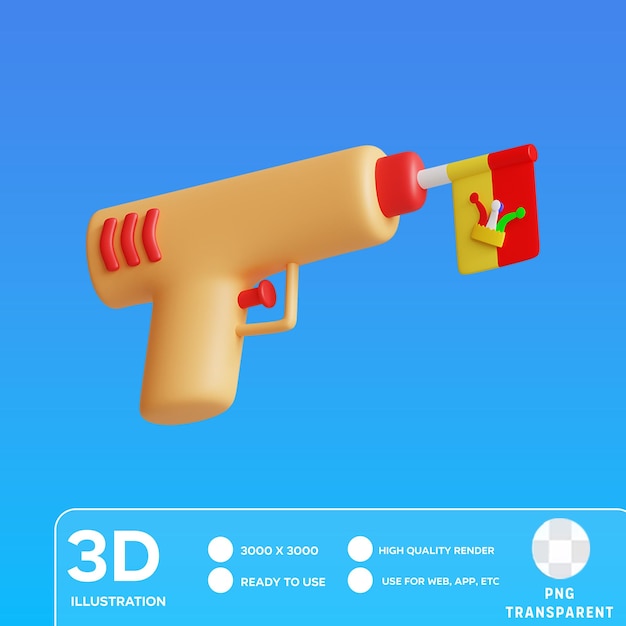 Ilustración 3d de la pistola de broma de psd