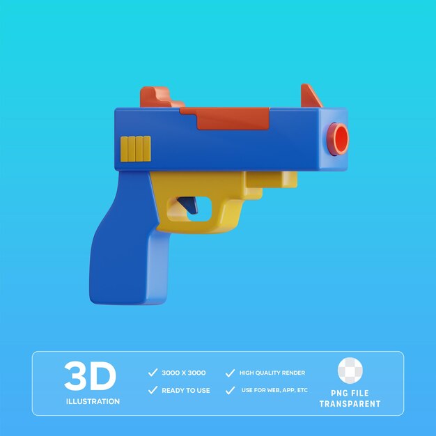 Ilustración 3D de la pistola PSD