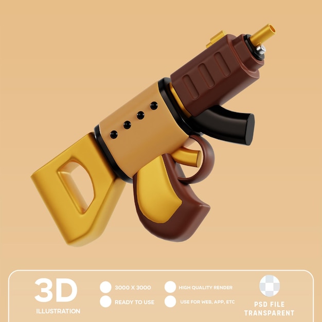 PSD ilustración 3d de la pistola de rifle psd