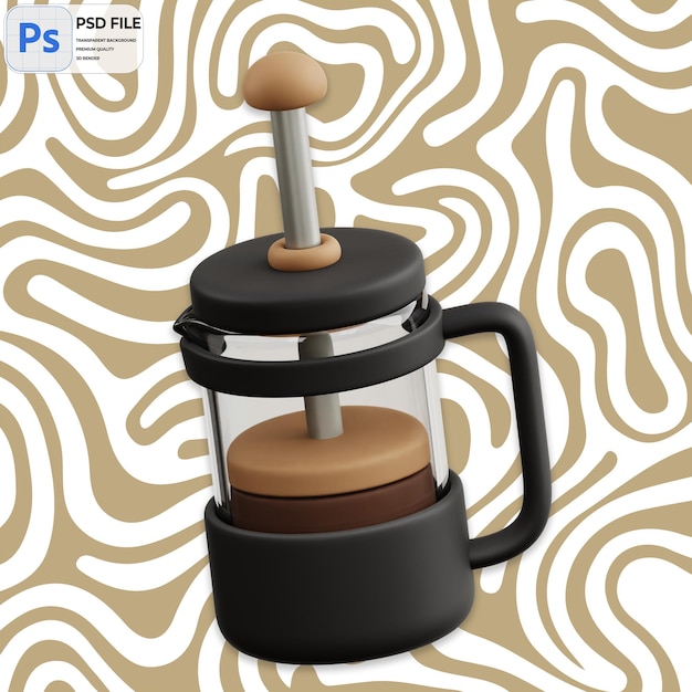 PSD ilustración 3d del pistón de café render icon aislado png