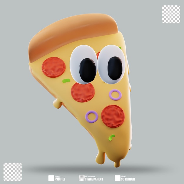 Ilustración en 3D de una pizza linda 2