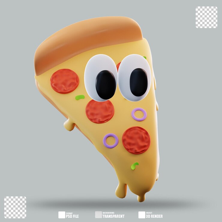 PSD ilustración en 3d de una pizza linda 2