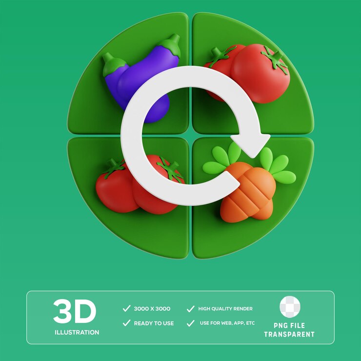 Ilustración 3D del planificador de rotación de cultivos PSD
