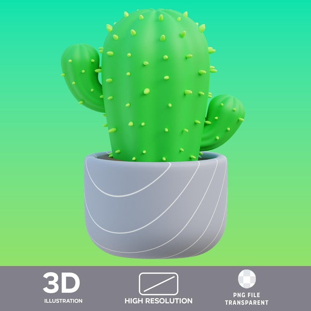 Ilustración 3D de la planta de cactus PSD
