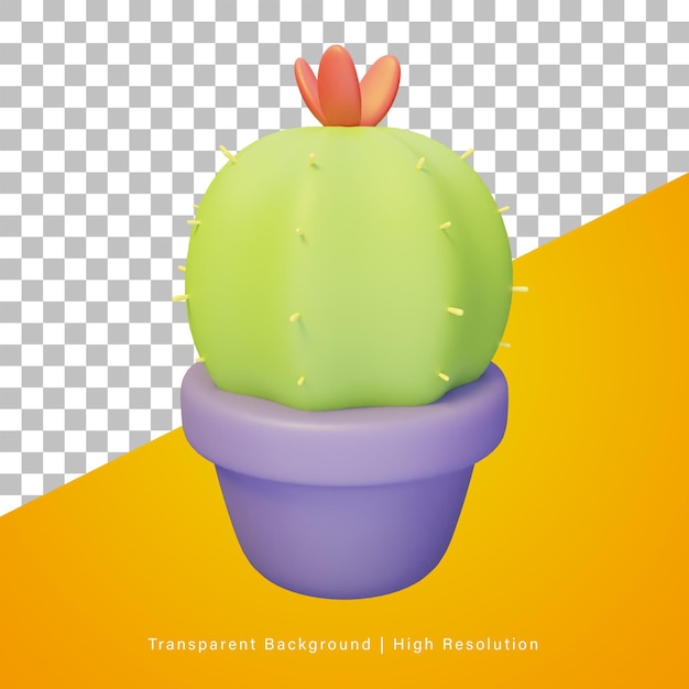 Ilustración 3d de la planta de cactus