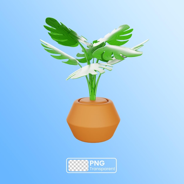 Ilustración 3d de la planta monstera