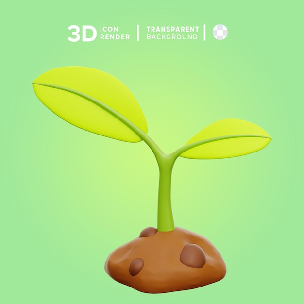 PSD ilustración 3d de planta que muestra el icono 3d de color aislado