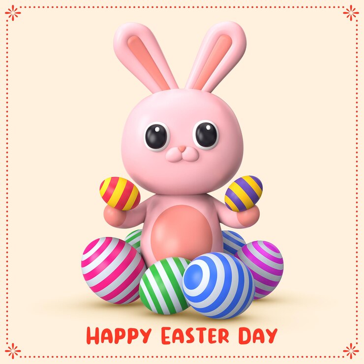 PSD ilustración 3d para la plantilla de banner de pascua de celebración del día de pascua