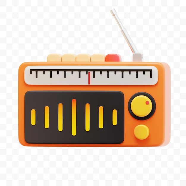 Ilustración en 3D del podcast de radio